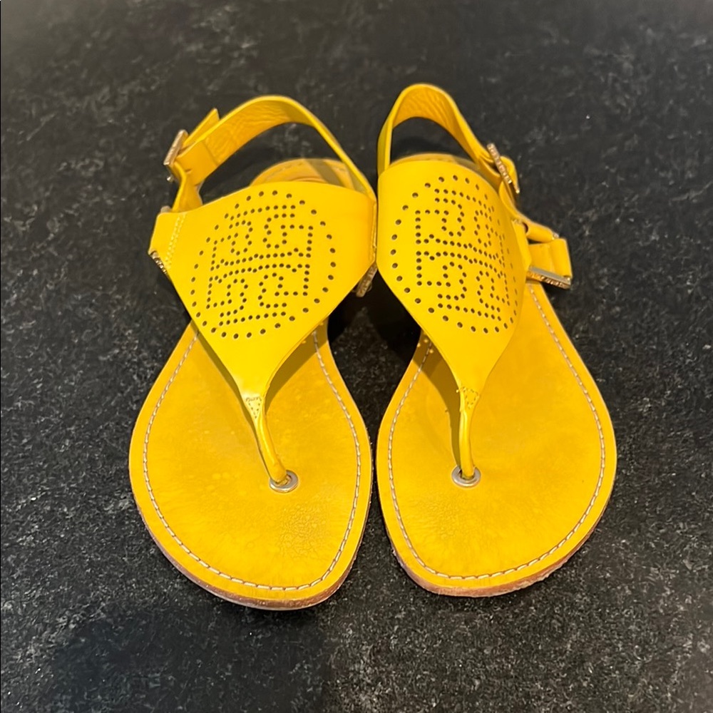 Tory Burch Yellow Sandals with Geometric Design